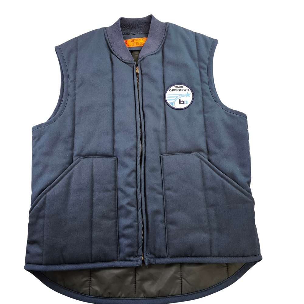 Red Kap Workwear Vest Mens M Navy Blue BartTrain Operator Sleeveless Full Zip